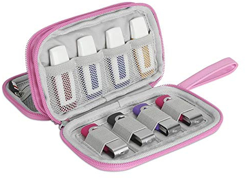 BUBM USB-Flash-Laufwerk-Hülle, tragbar, wasserdicht, elektronisches Zubehör für USB-Flash-Laufwerke, SD-Karten, Kopfhörer und andere kleine Zubehörteile, 16,5 x 9,5 x 4,5 cm, Rosa