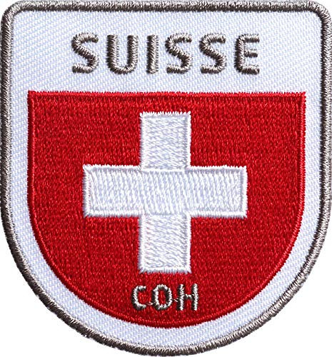 2 x Schweiz Patch 58 x 62 mm gestickt/Aufnäher Aufbügler Bügelflicken Patches zum aufnähen aufbügeln/Alpen Berge Bergsteigen Wallis Suisse Swiss Matterhorn