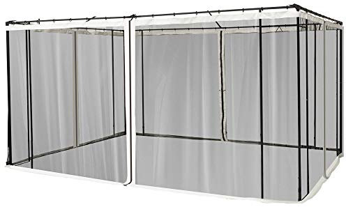 Outsunny Moustiquaires pour tonnelle Barnum pavillon de Jardin 3,35 x 2,07 m - Lot de 4 moustiquaires zippées + Crochets d'attaches - Polyester Nylon