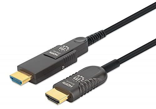 Manhattan Cavo HDMI&Trade Attivo in Fibra Ottica Con Connettore Staccabile 50m Nero 50 metri