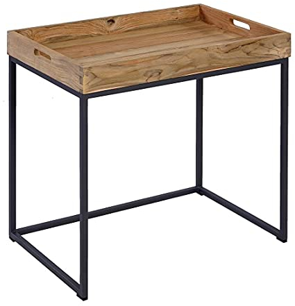 OUTLIV. Tray Beistelltisch 60x40 cm Stahl/Teak Recycelt