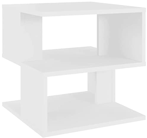 vidaXL Beistelltisch mit 2 Ablagen Couchtisch Wohnzimmertisch Kaffeetisch Sofatisch Teetisch Tisch Wohnzimmer Weiß 40x40x40cm Holzwerkstoff