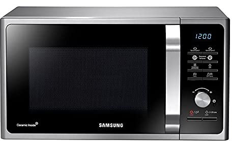Samsung MS23F301TA Four micro-ondes avec plateau, 23 L, four de cuisine combiné en acier inoxydable, 800 W, argenté