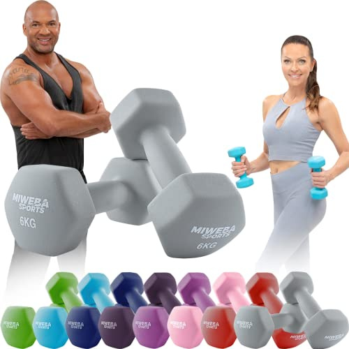 Miweba Sports Neopren Hantelset NKH100 | 0.5-10 kg (2X 6.0 kg, Grau)