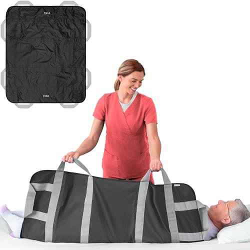 EYRA Transferboard für Patientenlifter - 122x102cm Patiententransferbrett mit 8 Griffen für ältere & bettlägerige Patienten - Wiederverwendbares & waschbares Gleittuch und Gleitlaken für Betttransfer