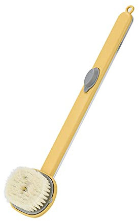 Brosse De Nettoyage De Massage De Bain Á Long Manche, Brosse Dos, Brosse de Bain, Brosse pour le Corps 36cm (JAUNE)