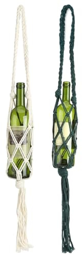 Forreen Flaschentasche zum Umhängen, 2 Stück Wein Tasche Tragbar Vintage Baumwolle Weinflaschenträger Langlebig Wasserflaschentasche für Heimtextilien,Outdoor Aktivitäten
