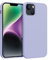 ICOVERI Custodia in silicone per iPhone 14 colore malva. Cover iPhone antiurto Antiscivolo Microfibra interna. Morbido al tatto.