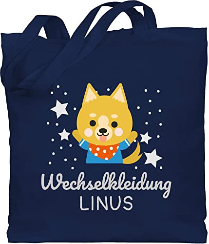 Baumwolltasche - Kita Beutel Wechselsachen Jungen - Wechselkleidung Hund - Unisize - Navy Blau - wäschebeutel kindergarten wechselbeutel personalisierte name stoffbeutel wäschebeutel+kindergarten