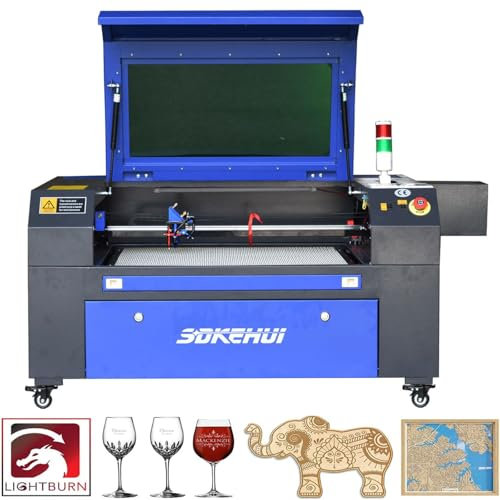 Autoenfoque 80W Máquina de Grabado Láser 700x500mm Máquina de Grabador Láser de CO2 Máquina de Corte Láser LCD Digital Puerto USB, Bomba de Aire, Panel de nido de abeja,Software RDWorks
