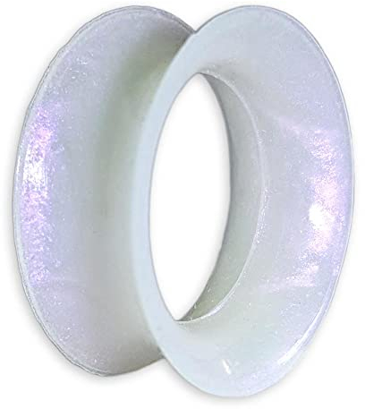 viva-adorno 1 Stück Tube Flesh Tunnel Plug Silikon Ohr Piercing Glitter Glitzer Opal schimmernd flexibel Größe Z108g Opal Weiß, 14mm