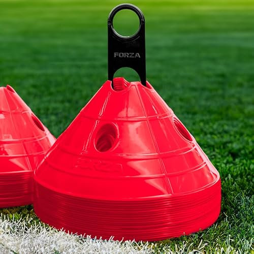 FORZA Football SuperCone Training Marker Domes [Pack of 20] - Jumbo 14cm Cones for Speed & Agility Drills - Durable Weatherproof PVC - 8 Colour Options
