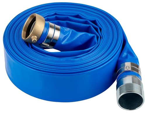 1.5 x 100ft Water Drain Hose with NPT Pin Connectors and Nipple Fittings, Heavy Duty Reinforced PVC Pool Backwash Hose, Connect to Pump and Pipe Thread Outlet