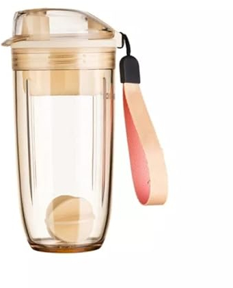 Bouteille shaker de protéines, portable et compacte, shaker de protéines avec mixball et filtre, bouteille shaker en plastique avec couvercle anti-fuite et couvercle de verrouillage 400 ml (jaune)