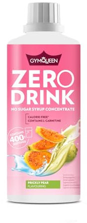 GymQueen Zero Drink Kaktusfeige 1000ml, kalorienarmes und zuckerfreies Getränkekonzentrat, angereichert mit B-Vitaminen und Carnitin, Getränke-Sirup für Erfrischungsgetränke