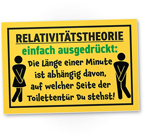 DankeDir! Relativitätstheorie - Schild 30 x 20 cm - Klo Schild WC Schild Kloschild lustig Toilettenschild Toilette - Gäste WC Türschild Gästetoilette Herren witzig Wand Deko