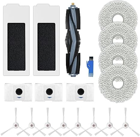 Ersatz Zubehörset für ECOVACS DEEBOT T20 Omni / T20e Omni, 1 Hauptbürste, 2 Filter,8 Seitenbürsten,4 Mopptüchern, 3 Staubbeutel, 1 Bürstenreinigungswerkzeug