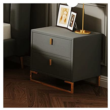 Nachttisch Nachttisch Schlafzimmer Nachttisch Stauraum Eckschrank Wohnzimmer TV Seitenschrank Doppelschublade Quadratischer Nachttisch Nachttisch (Farbe: Grau) Dignified