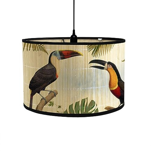 Morbuy Lampenschirm für Tischlampe, Vogel Druck Tischlampenschirm Stoffschirm Lampe Stehlampenschirme Textilschirm für Pendelleuchte Wandleuchte Stehlampe Deckenleuchte Dekoration (Tukan)