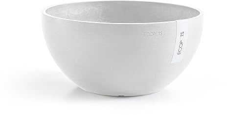 Ecopots Pflanzschale Blumentopf Brüssel Weiß - Durchmesser Ø 25 cm rund groß - Pflanzentopf aus Recycling Kunststoff - Übertopf modern für Indoor und Outdoor
