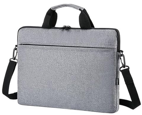 FATASH 13 Inch Laptop Sleeve Case | Waterproof Slim Shoulder Messenger Briefcase Bag with Handle, Padded Strap & Accessories Compartment for Work Compatible MacBook HP Dell Lenovo Asus Acer - Grey