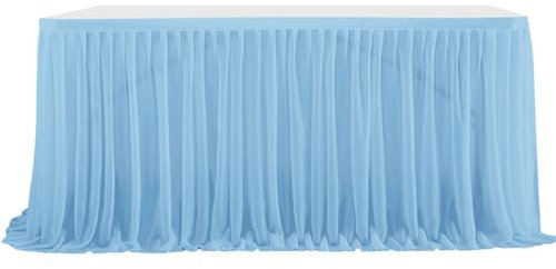 Highdi Tüll Tischrock, Selbermachen Candy Lang Tisch Tischdecke Kuchen Tischdekorationen für Party, Hochzeit, Taufe, Bankett oder Empfangstischdekoration (9FT/275x77cm,Haze Blau)