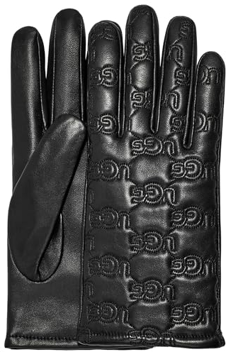 UGG Damen Stich Classic Logo Handschuh, Schwarz, Medium