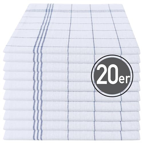 Pataya 20er Set Geschirrtücher Baumwolle – Oeko-TEX Zertifiziert Extrem saugstark Trockentücher Küchenhandtücher Küchentücher Geschirrhandtücher Waschbar bis 90°C - Blau