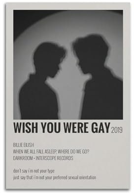 Terp Poster mit Aufschrift Wish You Were Gay, Wandkunst, Poster, Geschenk für Freunde, Schlafzimmer, Wohnzimmer, Dekoration, modern, ästhetisch, ungerahmt, 40 x 60 cm