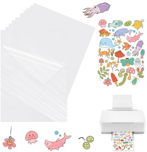 VMUTGA 30 Fogli Carta Adesiva per Stampante, 100% Trasparente A4 Vinile Stampabile Carta Adesiva Vinile Autoadesivo Stampabile Etichette Stampanti per Stampanti a Getto D'inchiostro (21 * 29.7 cm)