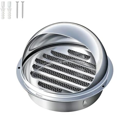 Qrity Rejilla de Ventilación Campana de Ventilación Redonda de Acero Inoxidable, Rejilla Ventilacion Extractor Campana, 100mm