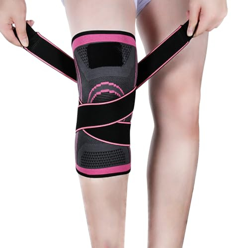 Vitoki Knee Supports for Arthritis Joint Pain 1 Pack, Knee Brace for Men & Women Knee Sleeve for Meniscus Tear ACL Running Workout Basketball Gym Pink XXX-Large