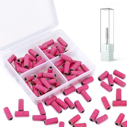 YBLNTEK 80 Stück kleine Schleifbänder, kleine Nagelschleiffeilen mit 3,1 mm Dorn, 240 extrem feines Korn Nagelfeile Schleifbänder für Naturnägel Maniküre und Pediküre, rot