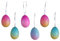 Ostereier zum Aufhängen 6cm 6 Stück - Plastikeier mit Aufhänger - Kunststoff Deko Eier für Ostern Frühling - Kunststoffeier als Osterdeko Hängedeko Frühlingsdeko bruchfest - Pink Blau