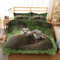 MLUNKQAIL Bettwäsche 155x220 Otter Bettwaesche 155x220 GrüNes Gras 3D Bettzeug Set Winter Weich Kuschelige Mikrofaser Bettwäsche-Sets Bettbezug mit 2 x Kissenbezug 80x80 cm