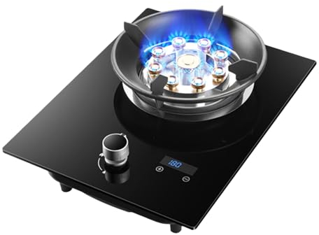 BZJPRFC Cuisinière À Gaz 33CM, 1 Brûleur, 5,2 KW, Neuf Têtes, Brûleur À Feu Élevé, Verre Trempé, Minuterie De 180 Minutes, Gpl/gaz Naturel (Size : LPG)