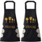 DILLMAN Women Kitchen Apron with Hand Wipe Pockets，Big Pocket,Hand-wiping, Waterproof for Cooking Baking, Black + Black, Large