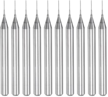 QUARKZMAN 10 Stück 0,4 mm Hartmetall-Fräser Gravierfräser CNC-Fräser für PCB-Maschine, 1/8 Schaft