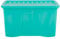 Wham Crystal 60 Liter Storage, Heavy Duty Plastic Storage Box With Lids Home Office Stackable Nestable, Large Storage Boxes With Lids 60 x 40 x 33 cm - Tint Spearmint (Pack of 5)