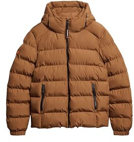 Superdry Herren Kapuzen-Sportpufferjacke Denim Co Tabakbraun XL