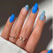 Auiremrti Bleu French Press On Nails-30 pcs. Ongles artificiels à coller-Forme d'amande Set d'ongles à coller Avec Lime à ongles,Gel adhésif,Bâton de manucure Et Colle