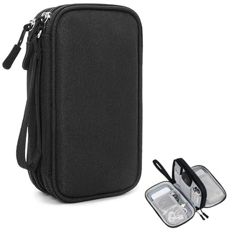 Travel Cable Organiser Bag, Electronics Accessories Organiser Bag, Portable Electronics Accessories Organizer, Cord and Gadget Storage Bags for Cables USB Drive Charger Earphone(Bilayer, Black)