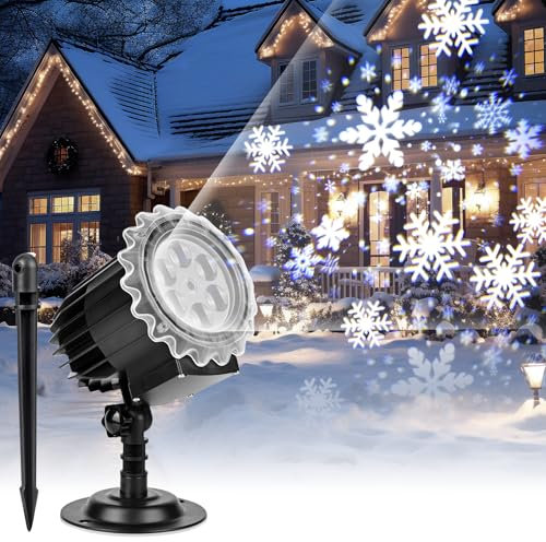 ZWOOS Proiettore Fiocchi di Neve per Esterni, 9W Super Luminoso, Lampada da Nevicata Proiezione di Luce Notturna, Luci per Proiettore Natale a LED Impermeabili per Natale, Halloween, Matrimonio