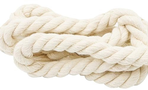Corde en coton tissé de 10 mm de large - 4 m de long - Blanc - Convient pour sac à main DIY
