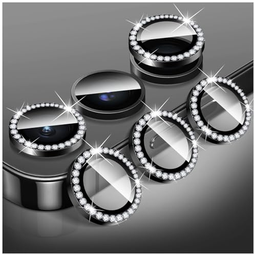 LucBuy Diamond Camera Lens Protector for Samsung Galaxy A35/A55, Bling Tempered Glass Back Camera Cover Screen Protector, Individual Aluminum Metal Protective Rings Film Stickers