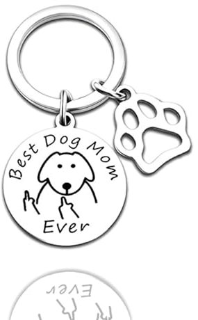 TJUSPIRIT Schlüsselanhänger Mit Gravur 'Best Dog Mom Ever' - Geschenkidee für Hunde- und Katzen-Mutter (Für Hund)