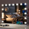 YU YUSING Hollywood Schminkspiegel mit Beleuchtung 58x45cm, 15 LED Licht Dimmbar Kosmetikspiegel 3 Modi mit Zeit- und Temperaturanzeige, Vanity Spiegel Tischspiegel Wandspiegel mit USB 10X