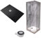 Piatto Doccia 75X75 cm Extra Slim Nero + Box doccia 75X75 cm Alto 200 cm Con Apertura Angolare