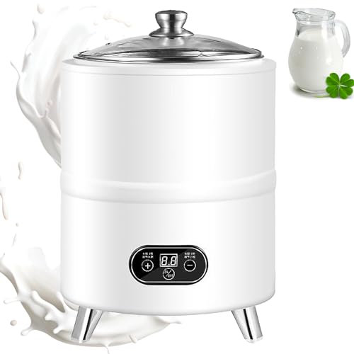 Yogurtera Automática, Máquina De Fermentación Casera De 8l/12l, Máquina De Fermentación De 360° con Temperatura Constante, Temporizador De Pantalla LCD, Contenedor De Acero Inoxidable White 12L