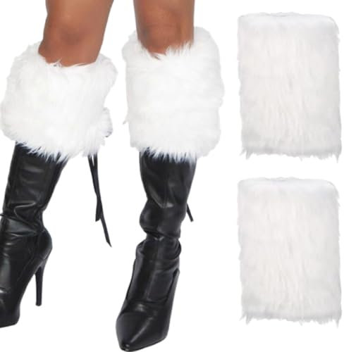 GXGM Beinwärmer, Damen Mädchen Stulpen Furry Fuzzy Beistulpe Beinwärmer Kurz Beinlinge Strumpf, 1 Paar